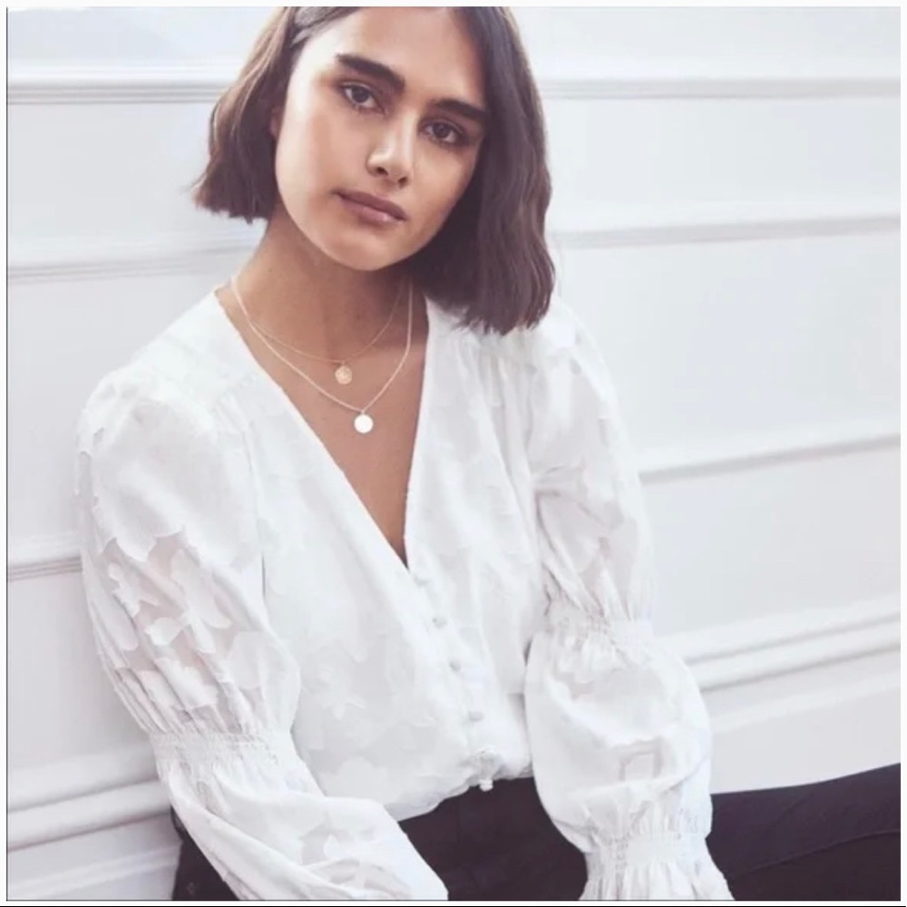 ELIZABETH AND JAMES Blouson Peasant Peplum Long Sleeve Blouse Size Large